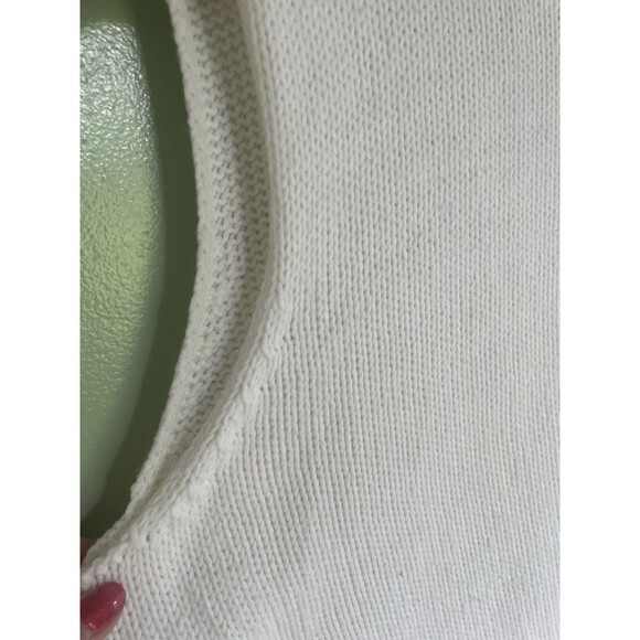 Marsh Landing Women's Mock Neck sleeveless vest Sweater White L coastal beach - Picture 2 of 9